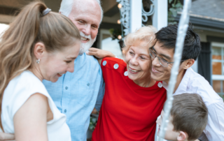 a family gathering and hugging